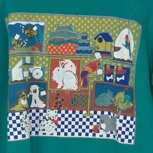 Vintage Hanes Sweatshirt Animal Pet Shop Spring Graphic Long Sleeve Crew Large